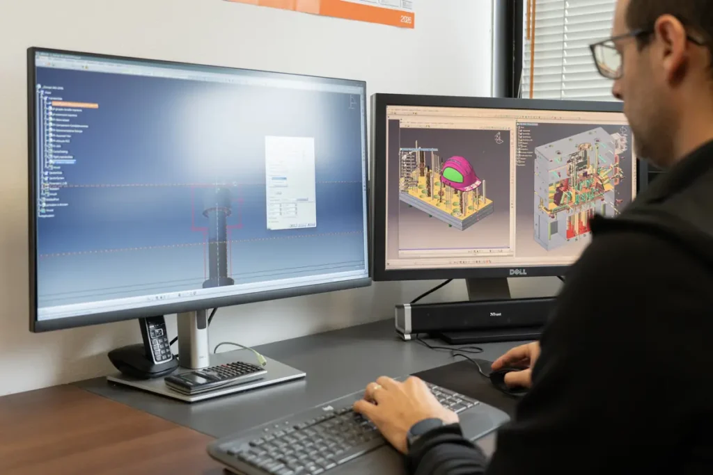 Progettazione 3D di uno stampo nell'ufficio tecnico