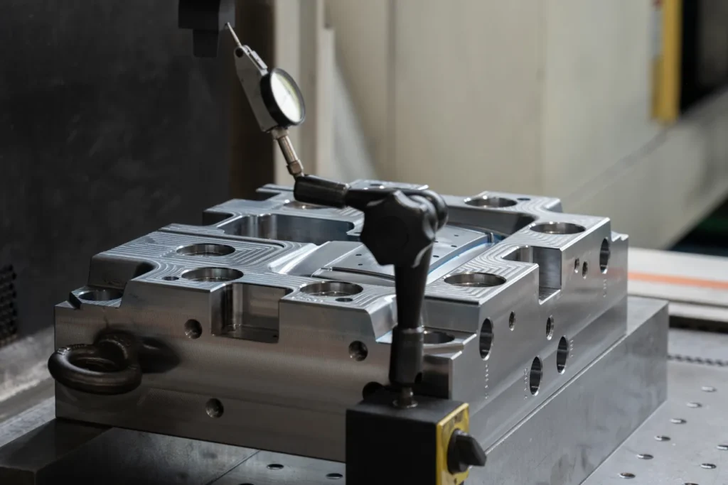 Controllo di precisione su un componente meccanico